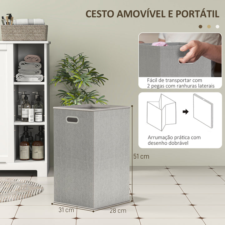 Móvel Casa de Banho com Cesto para Roupa Móvel Auxiliar Casa de Banho com Prateleiras Abertas e Cesta Amovível 60x38x86 cm Branco