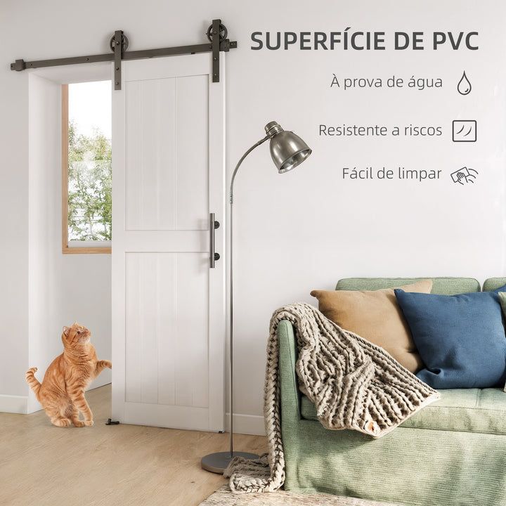 Porta de Correr Celeiro com Ferragens Porta Corredera de Interior com Puxador Rolo e Guia de Chão para Casa de Banho Sala de Estar 71,5x213,4 cm Branco