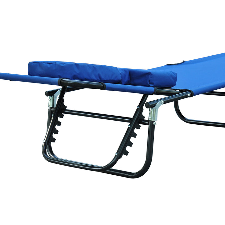 Espreguiçadeira reclinável e dobrável com almofada de leitura ou massagem - Cor Azul - Aço - 190x56x28 cm
