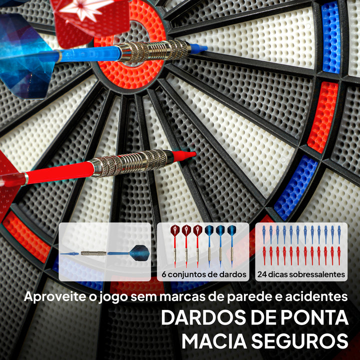 Alvo Eletrónico com 6 Dardos e 24 Pontas Macias, Ecrã LED para 8 Jogadores Alvo de Dardos de Parede com 34 Jogos e 2235 Programas para Crianças e Adultos Festas e Família