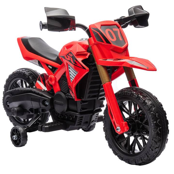Mota Elétrica para Crianças acima de 3 Anos Moto a Bateria para Crianças 6V com Rodas de Treino e Buzina Mota para Crianças Carga 30 kg 105x57x62 cm Vermelha