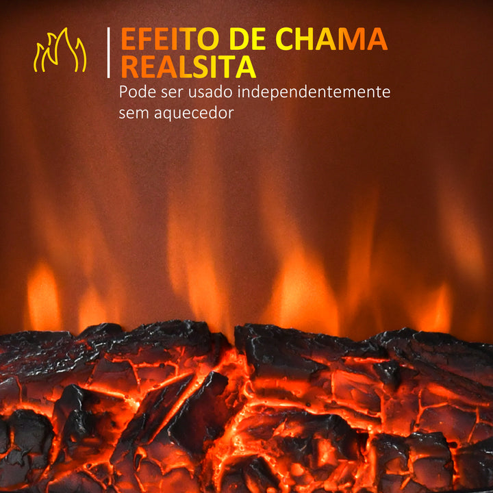 Lareira Eléctrica Móvel tipo Aquecedor de Pé 1000W/2000W – Cor Preto - 41.5x28x54cm