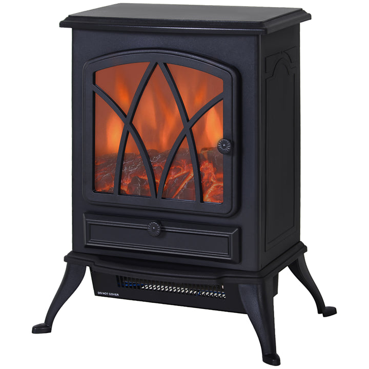 Lareira Eléctrica Móvel tipo Aquecedor de Pé 1000W/2000W – Cor Preto - 41.5x28x54cm