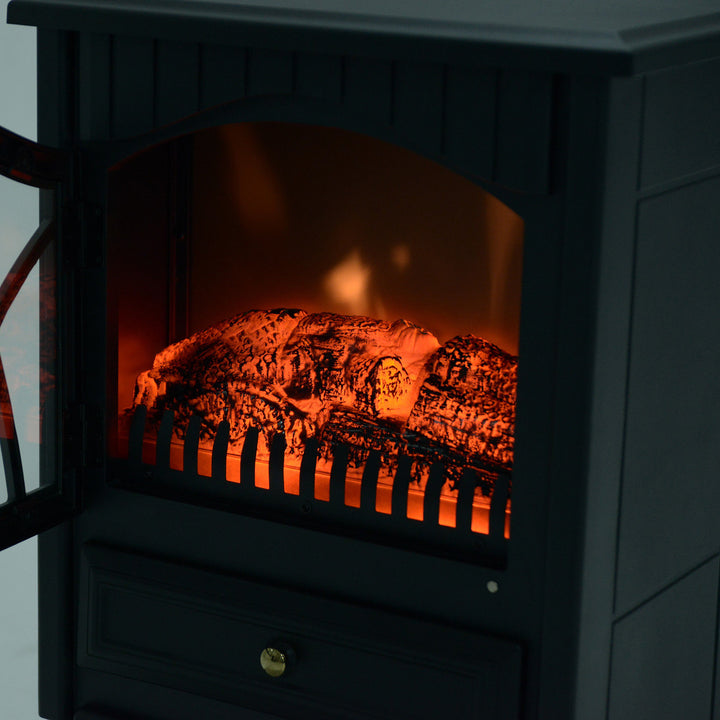 Lareira Eléctrica Móvel tipo Aquecedor de Pé 1000W/2000W – Cor Preto - 41.5x28x54cm