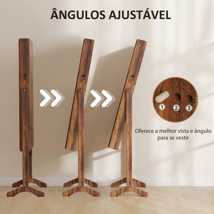 Joalheiro de Pé Armário para Jóias com Fita de Luz LED e Fechadura Magnética Organizador de Jóias com Prateleiras Ranhuras para Anéis Brincos 46x36,5x151,5 cm Madeira
