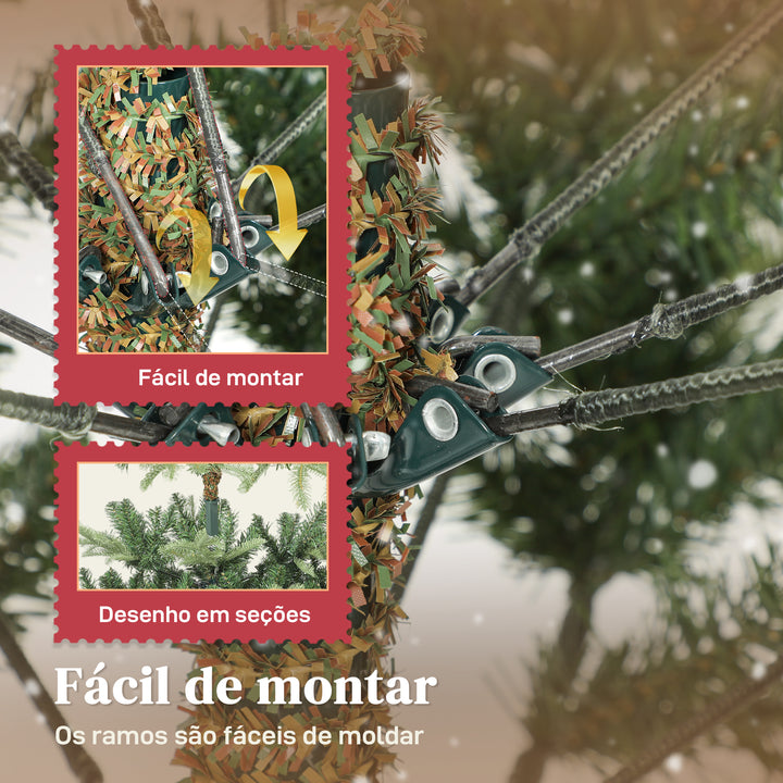 Árvore de Natal Artificial 210 cm Árvore de Natal com 1123 Ramos Densos e Suporte Metálico Dobrável Montagem Fácil para Interior Verde