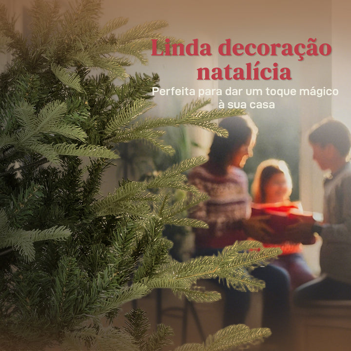 Árvore de Natal Artificial 210 cm Árvore de Natal com 1123 Ramos Densos e Suporte Metálico Dobrável Montagem Fácil para Interior Verde