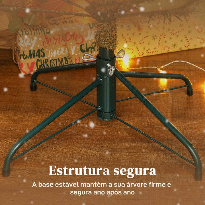 Árvore de Natal Artificial 210 cm Árvore de Natal com 1123 Ramos Densos e Suporte Metálico Dobrável Montagem Fácil para Interior Verde