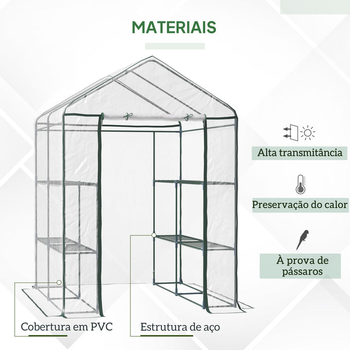 Estufa Transparente de jardim para Platas com 3 Andares 143x143x195cm