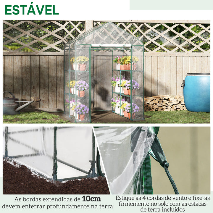 Estufa Transparente de jardim para Platas com 3 Andares 143x143x195cm