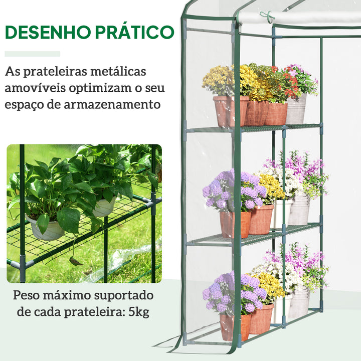 Estufa Transparente de jardim para Platas com 3 Andares 143x143x195cm