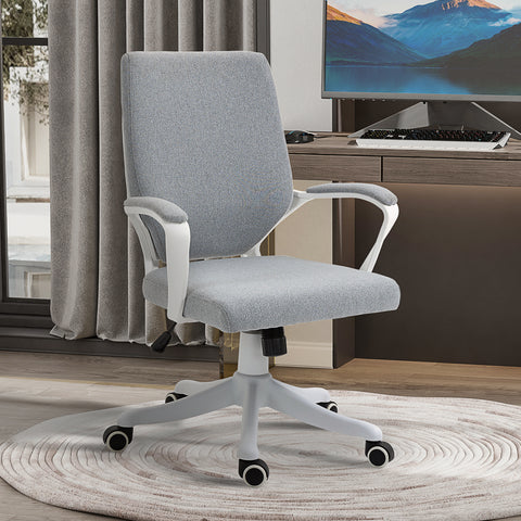 Cadeira de escritório giratória ergonômica com altura ajustável apoio de braço acolchoado e apoio lombar máx. 120 kg 62x69x92-102 cm Cinza