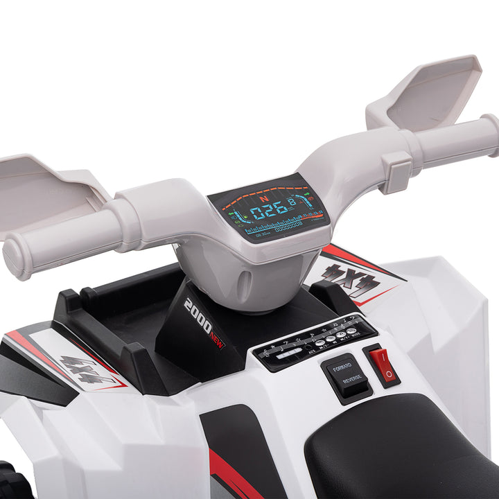 Quadriciclo Elétrico para Crianças 18-36 Meses Veículo Elétrico a Bateria de 6V com Velocidade 2,5 km/h Avanço e Marcha Atrás 70x41,5x48,5 cm Branco