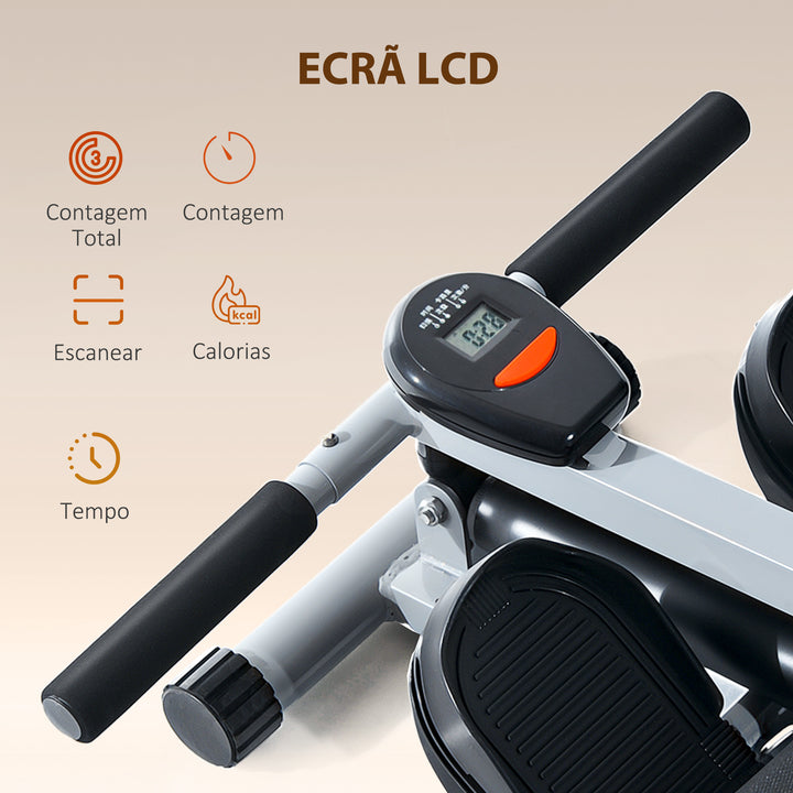 Máquina de Remos Ajustável com Visor para Fitness Cor: Cinzent Aço, PVC 130x47,5x67 cm