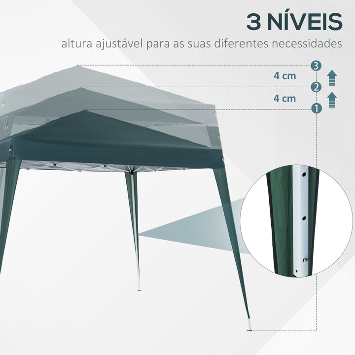 Tenda Dobrável 3 x 3m para Exterior para Jardim Parque de Campismo Festa Loja Eventos Aço e Oxford Verde