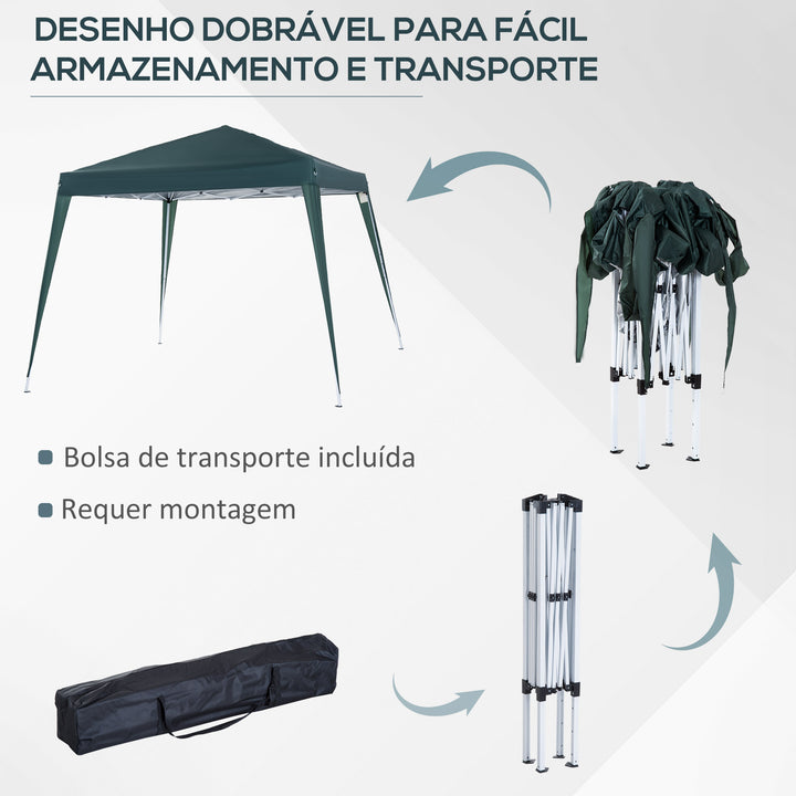 Tenda Dobrável 3 x 3m para Exterior para Jardim Parque de Campismo Festa Loja Eventos Aço e Oxford Verde