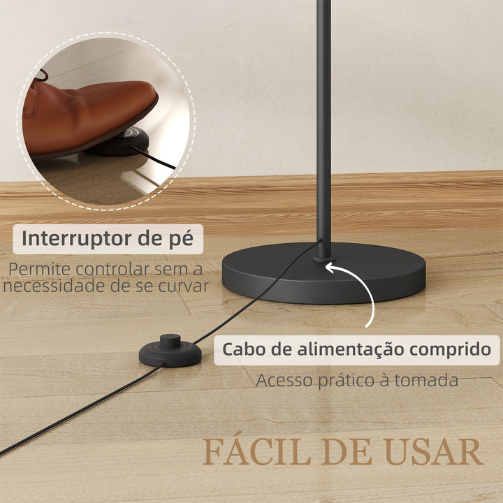Candeeiro de Pé LED Candeeiro de Pé para Sala com Temperatura de Cor de Ajuste Contínuo 11 Níveis Comando à Distância Temporizador de 60 Minutos 54,3x30,6x159,6 cm Preto