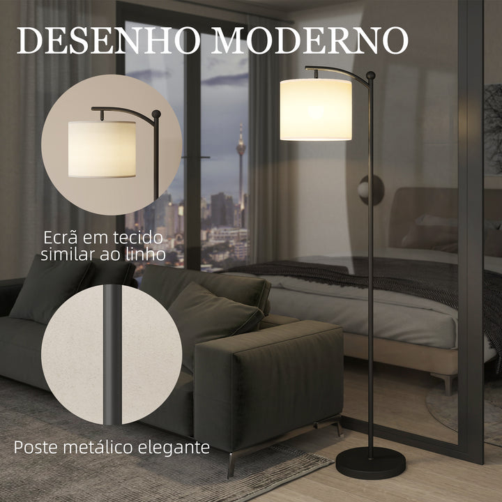 Candeeiro de Pé LED Candeeiro de Pé para Sala com Temperatura de Cor de Ajuste Contínuo 11 Níveis Comando à Distância Temporizador de 60 Minutos 54,3x30,6x159,6 cm Preto