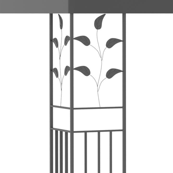 Pérgola de Jardim 3x3 m com Teto Duplo Estrutura de Aço 8 Orifícios de Drenagem Resistente à Água Pérgola para Exterior Pátio Cinzento