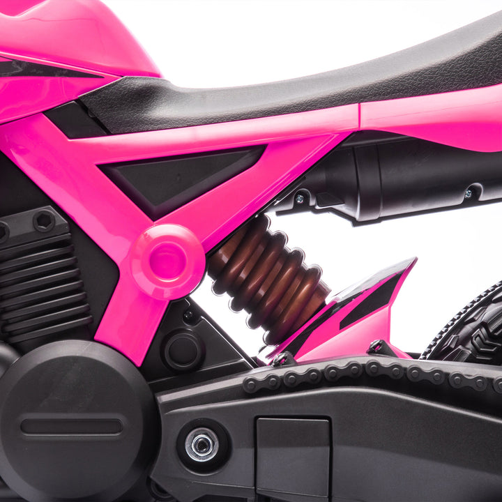 AIYPLAY Mota Elétrica para Crianças acima de 3 Anos Moto a Bateria para Crianças 6V com Rodas de Treino e Buzina Mota para Crianças Carga 30 kg 105x57x62 cm Rosa