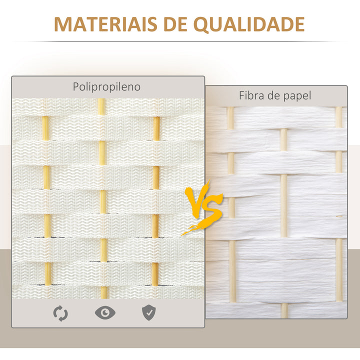 Biombo de 4 Painéis Separador de Ambientes Dobrável 160x170 cm Biombo Separador de Ambientes para Sala de Estar Dormitório Escritório Branco