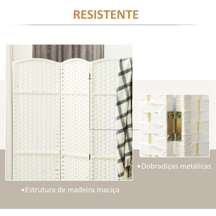 Biombo de 4 Painéis Separador de Ambientes Dobrável 160x170 cm Biombo Separador de Ambientes para Sala de Estar Dormitório Escritório Branco