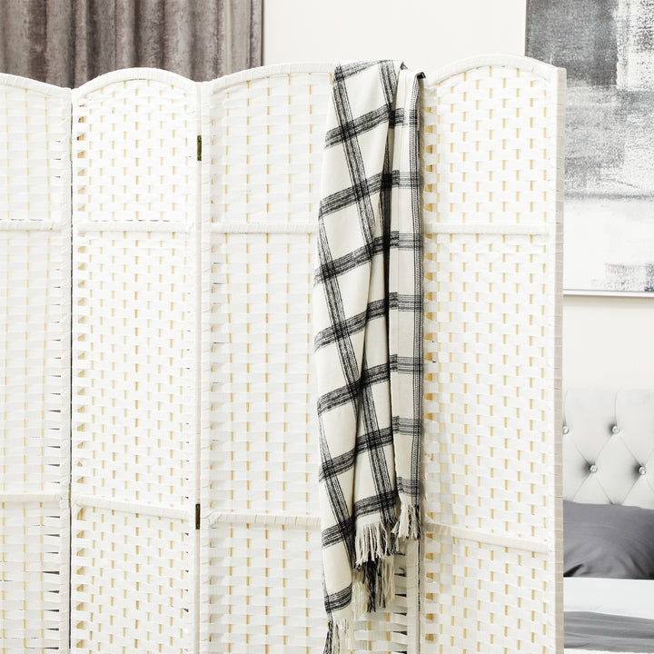 Biombo de 4 Painéis Separador de Ambientes Dobrável 160x170 cm Biombo Separador de Ambientes para Sala de Estar Dormitório Escritório Branco