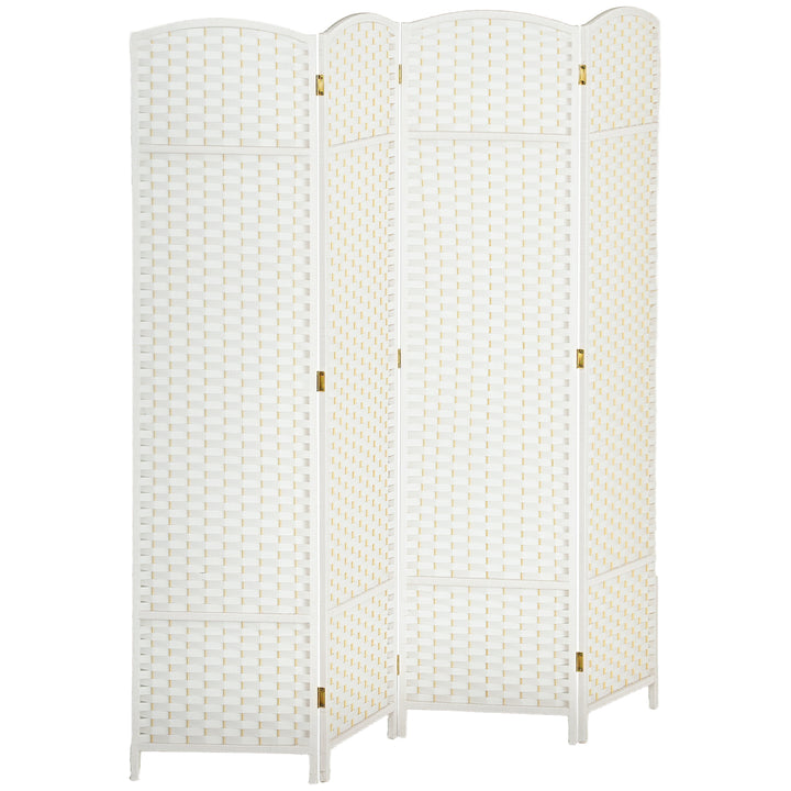 Biombo de 4 Painéis Separador de Ambientes Dobrável 160x170 cm Biombo Separador de Ambientes para Sala de Estar Dormitório Escritório Branco