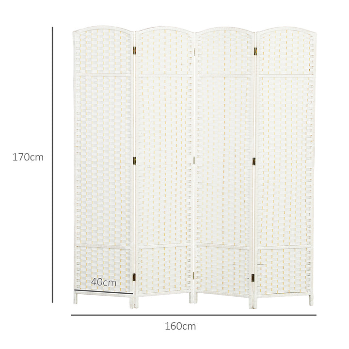 Biombo de 4 Painéis Separador de Ambientes Dobrável 160x170 cm Biombo Separador de Ambientes para Sala de Estar Dormitório Escritório Branco