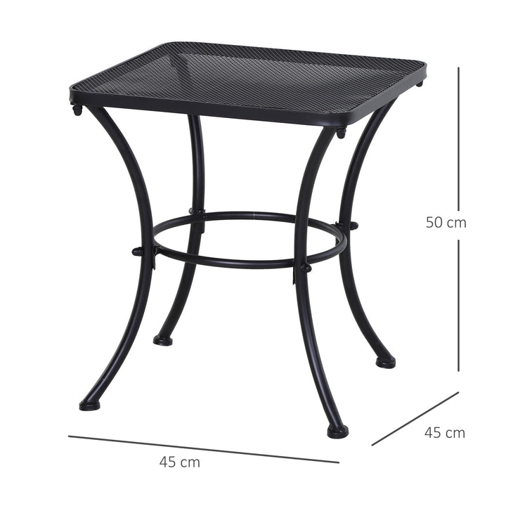 Mesa de Jardim Quadrada Mesa Auxiliar Exterior com Estrutura de Metal para Pátio Terraço Varanda Carga 30kg 45x45x50cm Preto
