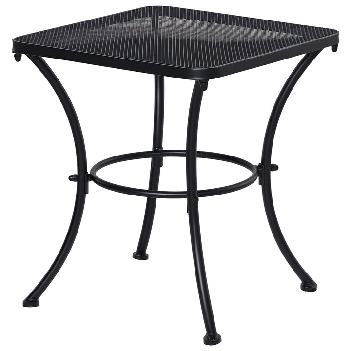 Mesa de Jardim Quadrada Mesa Auxiliar Exterior com Estrutura de Metal para Pátio Terraço Varanda Carga 30kg 45x45x50cm Preto