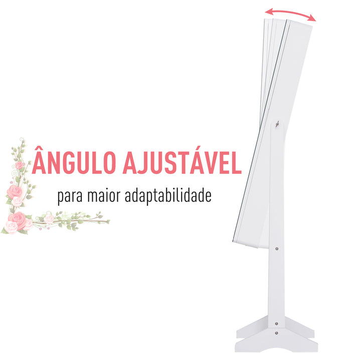 Armário para Joias Luzes LED de luz Reclinável Madeira 30x36x146cm cor Branco