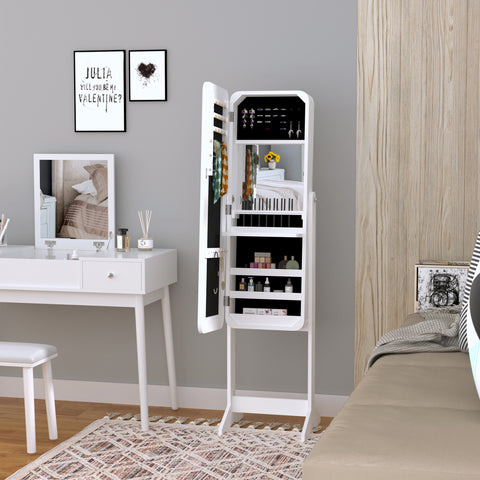 Armário para Joias Luzes LED de luz Reclinável Madeira 30x36x146cm cor Branco