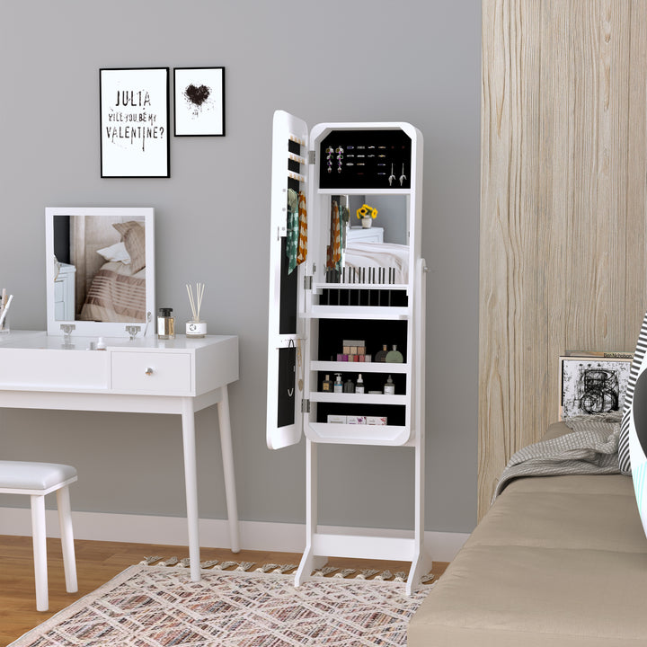 Armário para Joias Luzes LED de luz Reclinável Madeira 30x36x146cm cor Branco