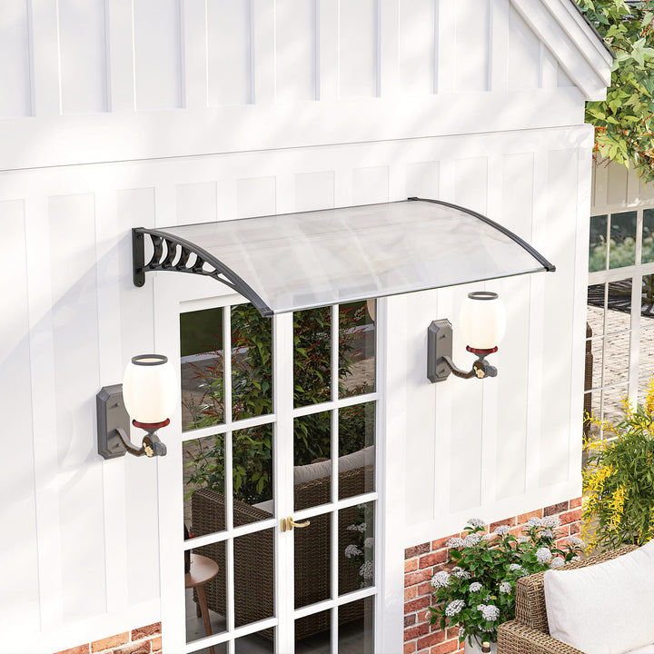 Marquise para janelas e portas Toldo em policarbonato 5 mm Transparente Proteção contra sol e chuva 150x90x25 cm