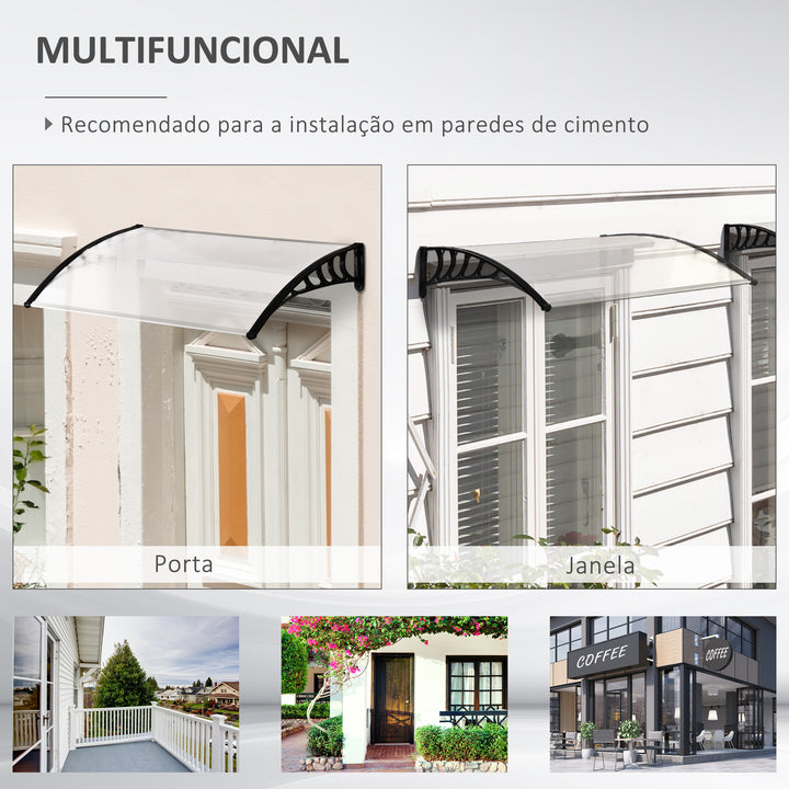 Marquise para janelas e portas Toldo em policarbonato 5 mm Transparente Proteção contra sol e chuva 150x90x25 cm