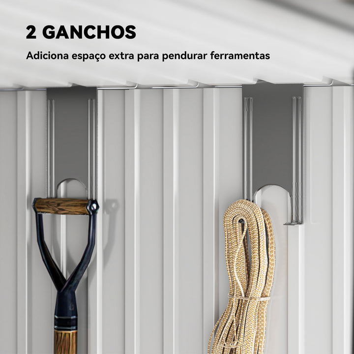 Abrigo de Jardim 2 m² 195x122x181,5 cm Abrigo de Armazenamento Metálico com Porta de Correr 2 Janelas e Anti-UV para Armazenar Ferramentas Pátio Exterior Cinza Escuro