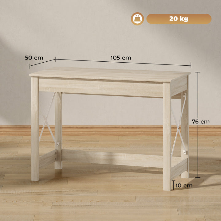 Secretária Moderna Mesa de Estudo com Estrutura de Aço Mesa de Computador 105x50x76 cm Madeira e Branco