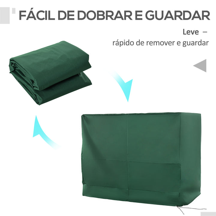 Capa para Baloiço de Jardim Capa de Proteção para Baloiço com Cordas Ajustáveis Impermeável Anti UV 240x133x185 cm Verde
