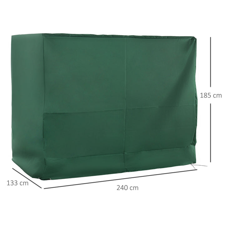 Capa para Baloiço de Jardim Capa de Proteção para Baloiço com Cordas Ajustáveis Impermeável Anti UV 240x133x185 cm Verde