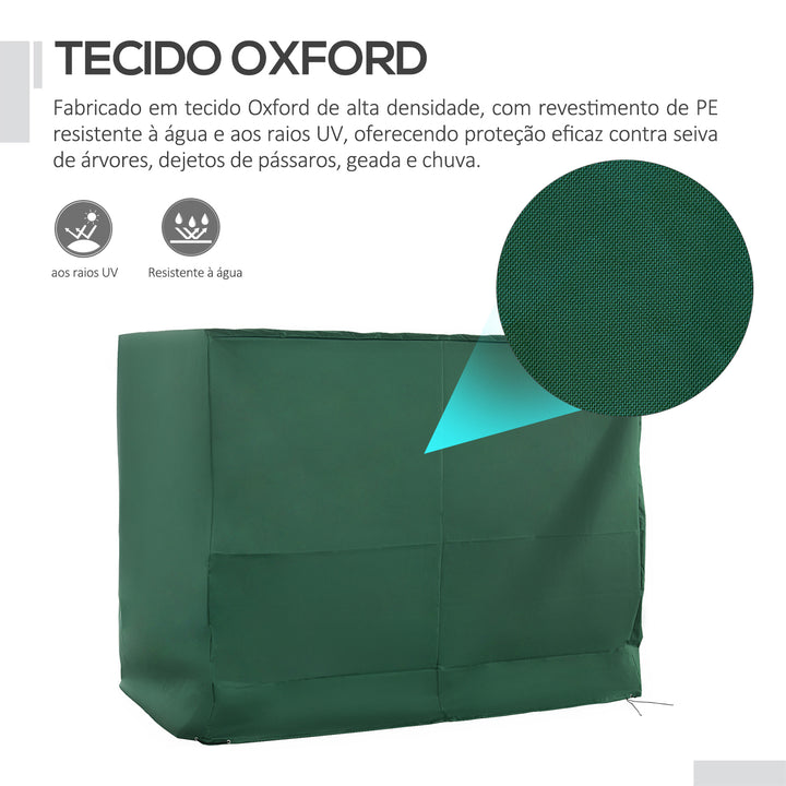 Capa para Baloiço de Jardim Capa de Proteção para Baloiço com Cordas Ajustáveis Impermeável Anti UV 240x133x185 cm Verde