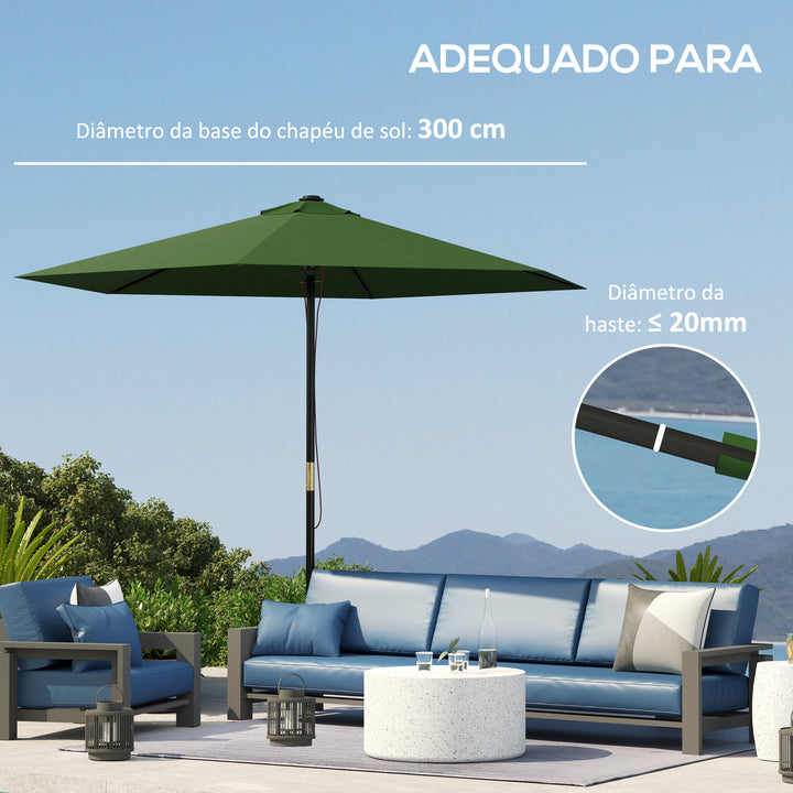 Toldo de Substituição para Chapéu de Sol de 3m Toldo para Chapéu de Sol com Ventilação Superior Proteção UV 30+ Toldo de Substituição para Chapéu de Sol de Poliéster para Exteriores Verde