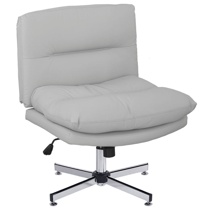 Cadeira de Escritório sem Apoio para os Braços Cadeira de Escritório com Altura Ajustável Função Basculante Base Cruzada e Assento Amplo Cadeira para Estúdio 65x65x84-94 cm Cinza Claro