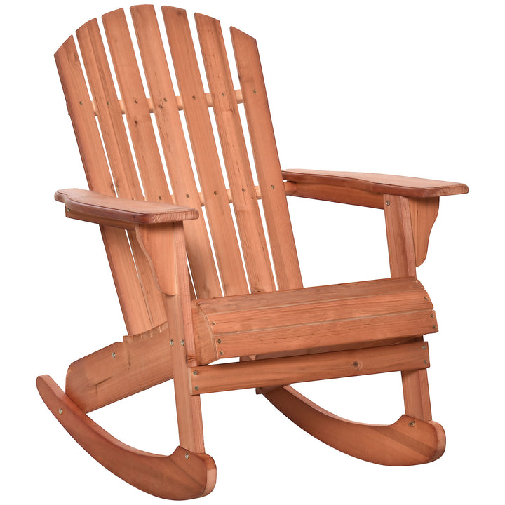 Cadeira de balanço de madeira natural Adirondack para jardim terraço externo rústico Carga 130 kg 77x94x97 cm Cor Teca