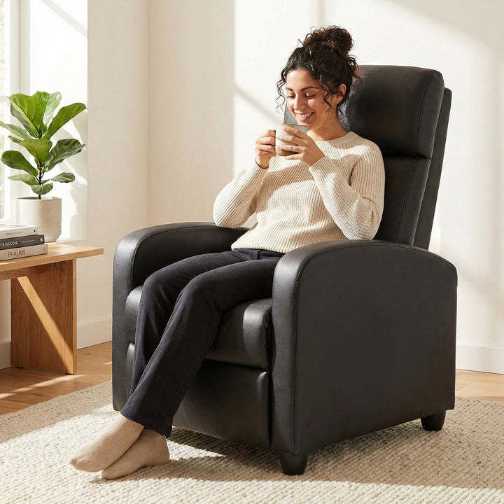 Poltrona de Massagem Poltrona Relax Reclinável com 2 Zonas de Massagem 8 Programas 5 Níveis de Intensidade e Controlo Remoto Estofada em PU 68x88x98 cm Preto