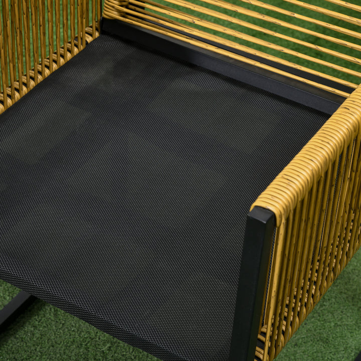 Conjunto de Mesa e Cadeiras de Jardim Conjunto de 3 Peças com 2 Cadeiras com Encosto Dobrável e Almofadas e Mesa de Vidro para Terraço Pátio Natural e Preto
