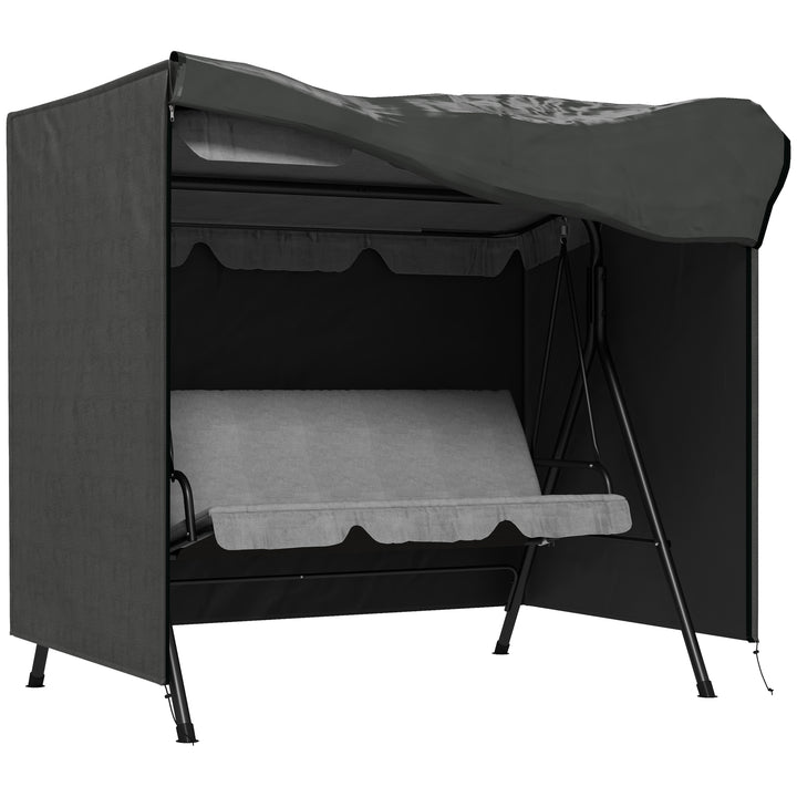 Capa para Móveis de Jardim Capa Protetora para Baloiços de Exterior com Fecho de Correr 177x114x152 cm Cinza Escuro