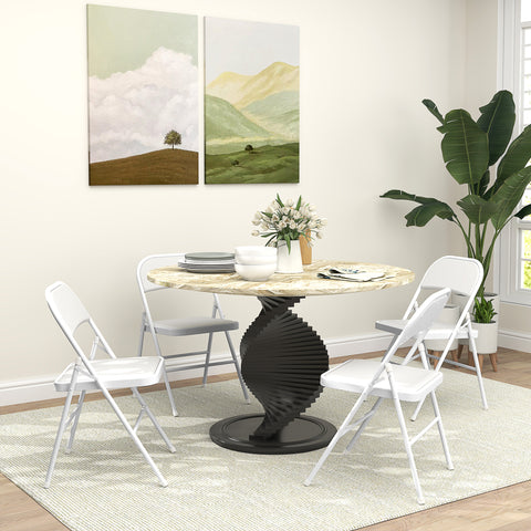 Conjunto de 4 Cadeiras Dobráveis Cadeiras Dobráveis com Encosto e Estrutura de Aço para Sala de Estar Escritório Estúdio 45x46x78 cm Branco