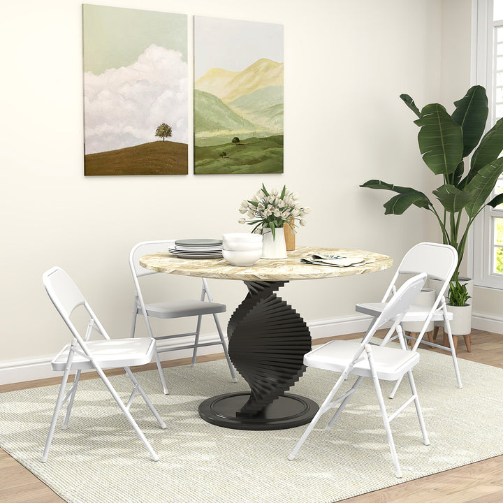 Conjunto de 4 Cadeiras Dobráveis Cadeiras Dobráveis com Encosto e Estrutura de Aço para Sala de Estar Escritório Estúdio 45x46x78 cm Branco