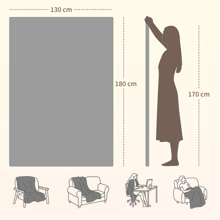 Manta Elétrica 180x130 cm Manta Térmica Sofá com Tecido Suave 10 Níveis de Temperatura Temporizador Lavável na Máquina Proteção contra Sobreaquecimento e Ecrã LED Cinzento